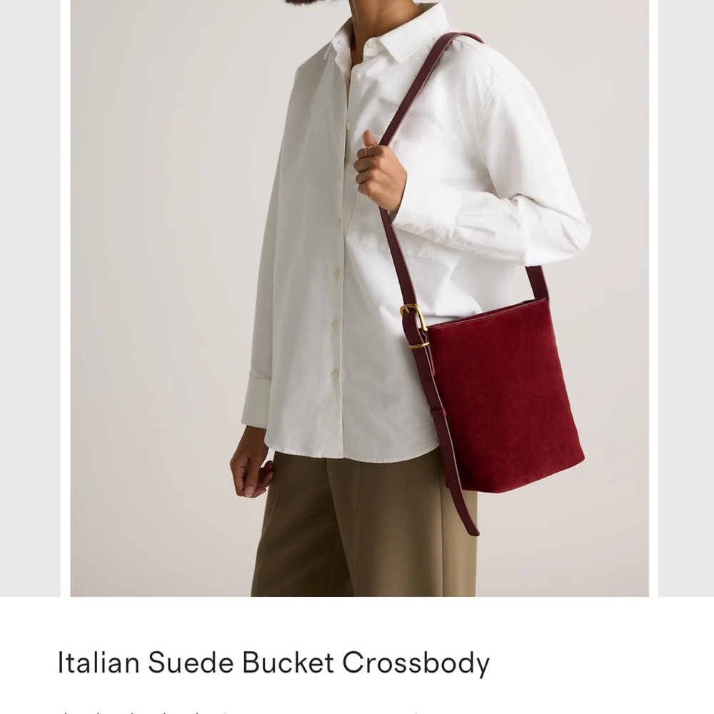 Quince Italian Suede Crossbody - Burgundy - Picture 2 of 7